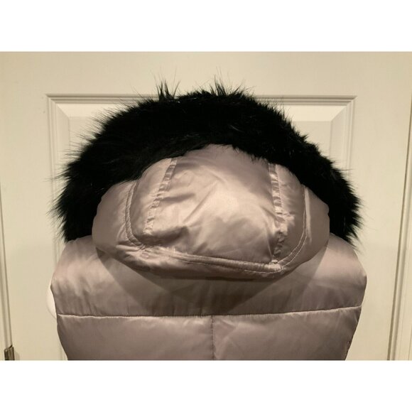BCBG Max Azria Camel Puffer Vest W/ Detachable Faux Fur Trimmed Hood, Size S - Picture 6 of 9
